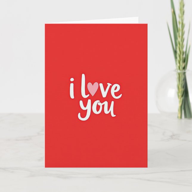Carte minimaliste rouge « Je t'aime » (Devant)