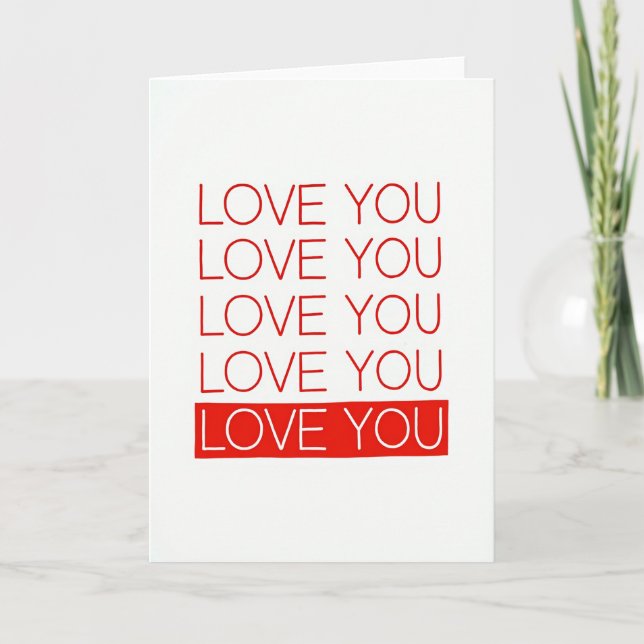 Carte minimaliste rouge Love You (Devant)