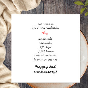 Carte Minimaliste Simple Cœur 2e Anniversaire de Mariage