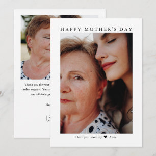 Carte Minimaliste Simple Deux Photos Bonne Fête des Mère