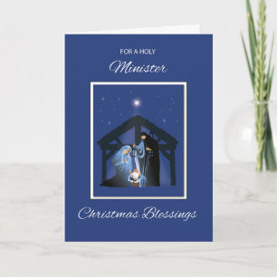 Carte Ministre des Bénédictions de Noël Manger on Blue