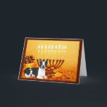 Carte Minorah1 de Boston Terrier Chanukah<br><div class="desc">Se souvenir de sa famille et de ses amis pendant la saison de Chanukah est un merveilleux moyen de rester en contact avec les gens qui vous aiment et qui vous tiennent à coeur. J'ai créé ces cartes de chien Chanukah avec amour et attention et je suis sûr que quiconque...</div>