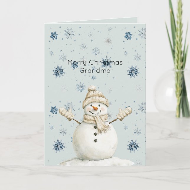 Carte Mint Blue Snowflakes Snowman Christmas (Devant)