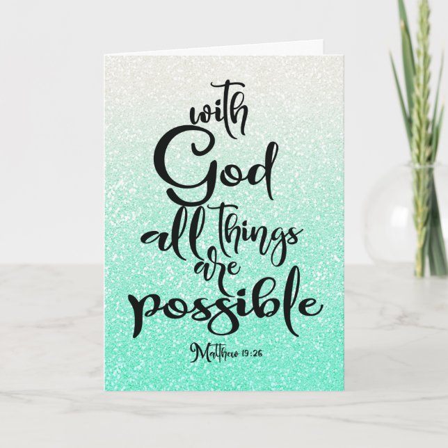 Carte Mint Green Matthew 19:26 Toutes les choses sont po (Devant)