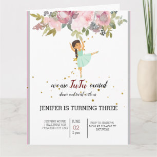 Carte Minuscule danseur   Ballet Floral rose Fête Annive