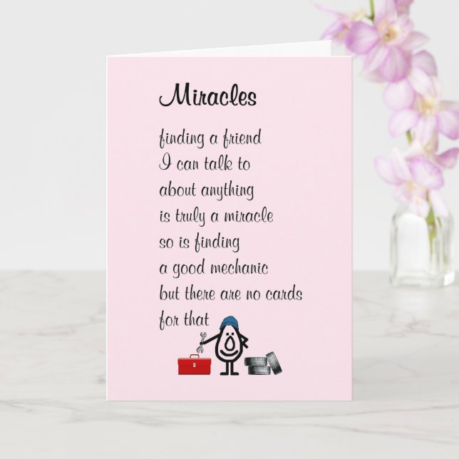 Carte Miracles, une pensée drôle de toi Mon poème d'ami (Orchidée)