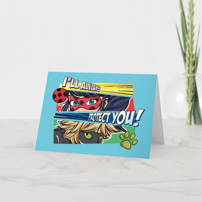 Carte Miraculous Ladybug & Cat Noir toujours vous protég (Devant)