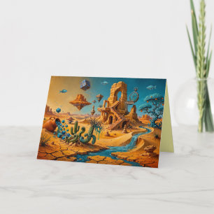 Carte Mirage du désert Ocbre Orange Bleu sarcelle