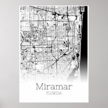 Carte Miramar - Floride - Poster de carte de ville