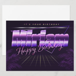 Carte Miriam Nom Prénom lila retro Anniversaire de la ca