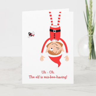 Carte Mis-Bee-Having Elf Holiday Card