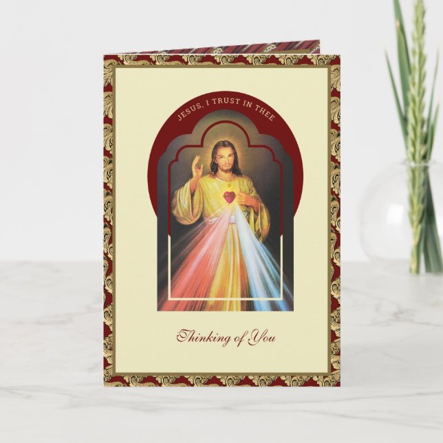 Carte Miséricorde divine Sacré-Coeur Écriture Religieuse (Devant)