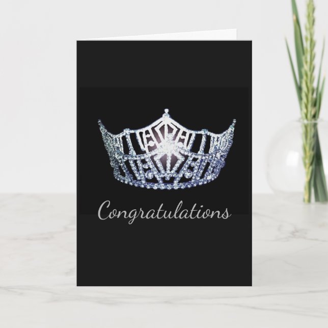 Carte Miss America style Crown Greeting Card-Congrats (Devant)