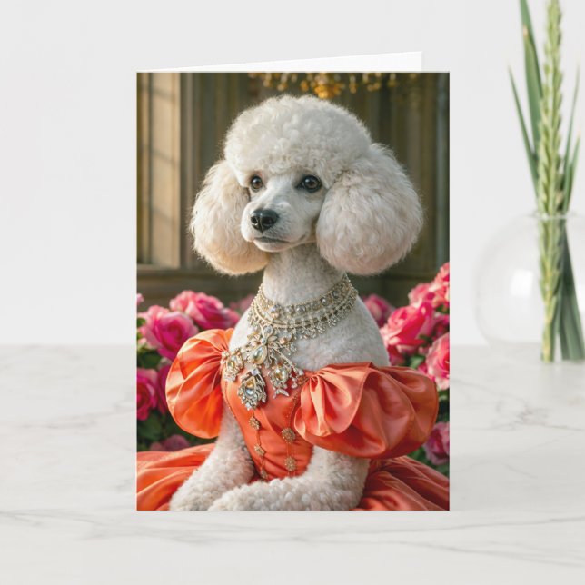 Carte Miss Lady  Poodle Blank Card (Devant)