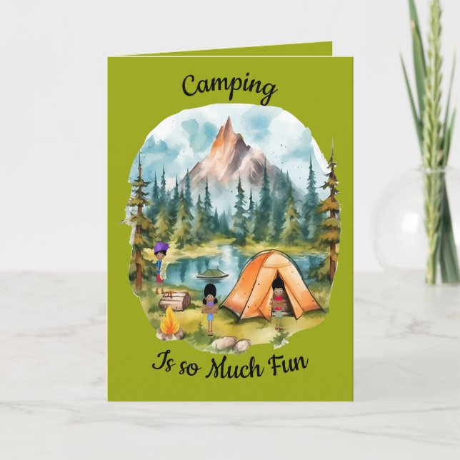 Carte Miss You Camping Enfants Noirs (Devant)