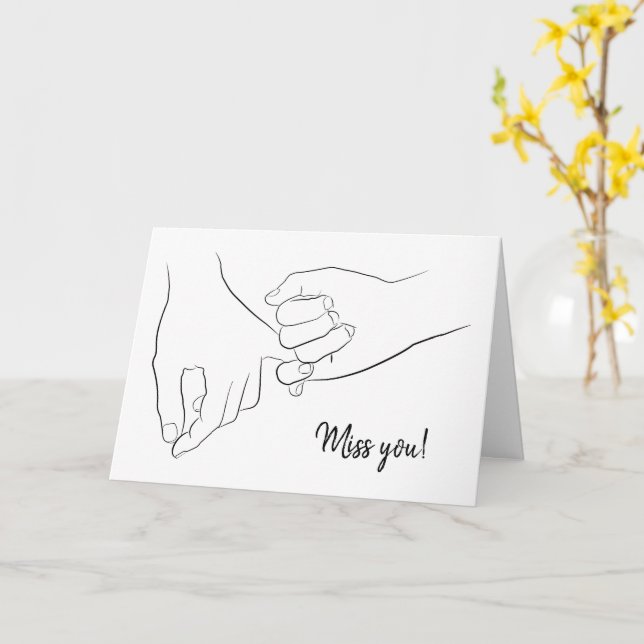 Carte Miss You Line Dessin Vos Mots Personnalisables (Fleur jaune)