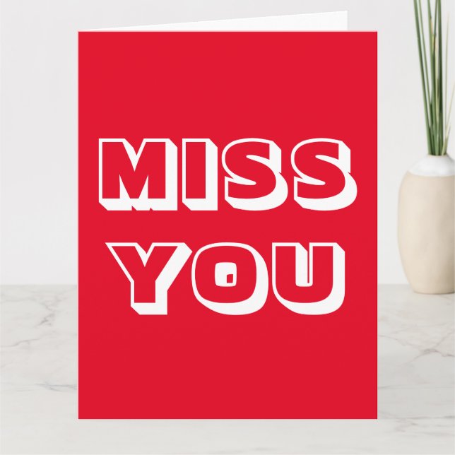 Carte Miss You, Rouge blanc moderne audacieux (Devant)