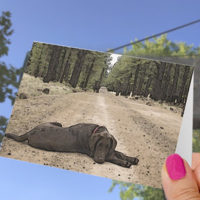 Carte Missing You Chocolate Lab on Forest Trail Template (Créateur téléchargé)