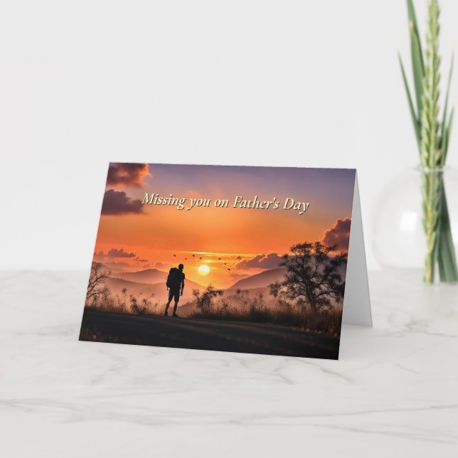 Carte Missing You Fathers Day with Backpacker Camper  (Devant)