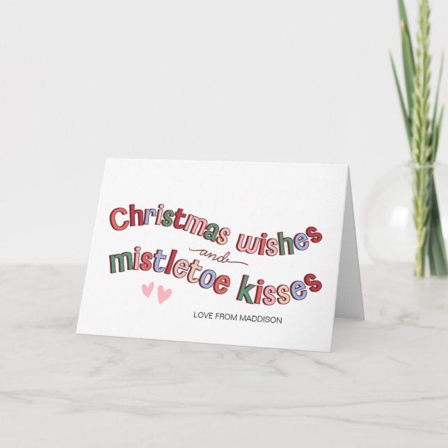 Carte Mistletoe Kisses voeux de Noël pour la femme marié (Devant)
