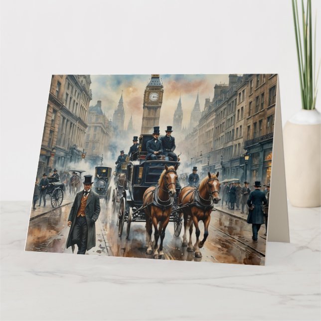 Carte Misty London Street 1800s Anniversaire (Devant)