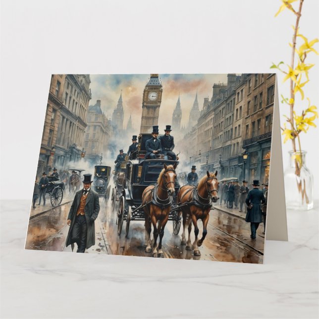 Carte Misty London Street 1800s Note (Fleur jaune)