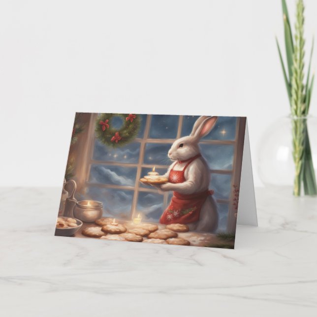 Carte Mme Bunny servant des pâtisseries de Noël (Devant)