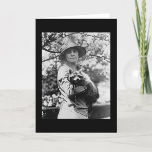 Carte Mme Calvin Coolidge avec son Raccoon 1923