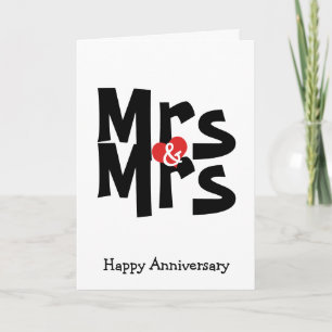 Carte Mme et Mme Mariage Lesbien Anniversaire Gras