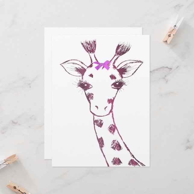 Carte Mme Giraffe Cute Sarcastic Design (Devant/Arrière en situation)