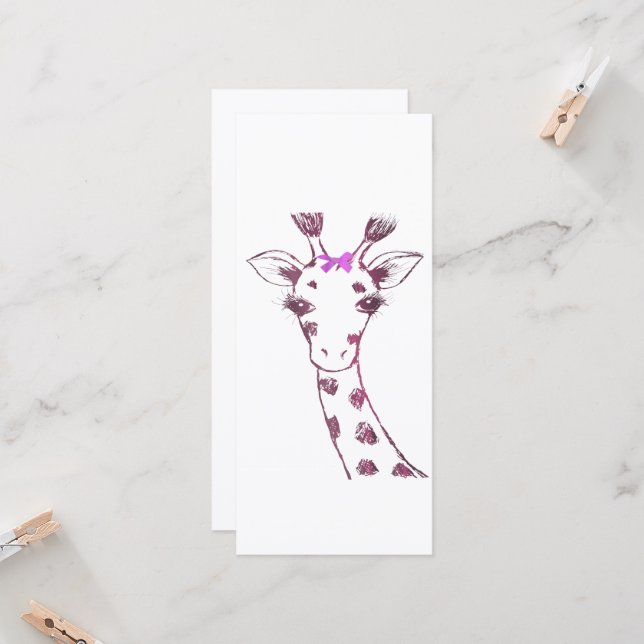 Carte Mme Giraffe Cute Sarcastic Design (Devant/Arrière en situation)