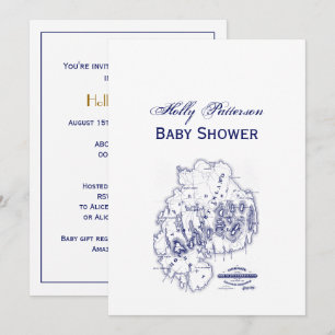 Carte MN de l'île du désert vintage Stylisé bleu