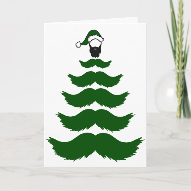 Carte Mo Moustache Sapin de Noël Barbe Verte Moustache (Devant)