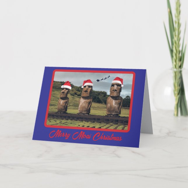 Carte Moai Noël drôle (Devant)