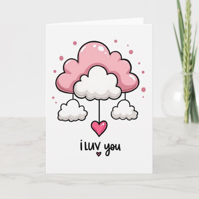Carte mobile nuage Je T'aime (Devant)