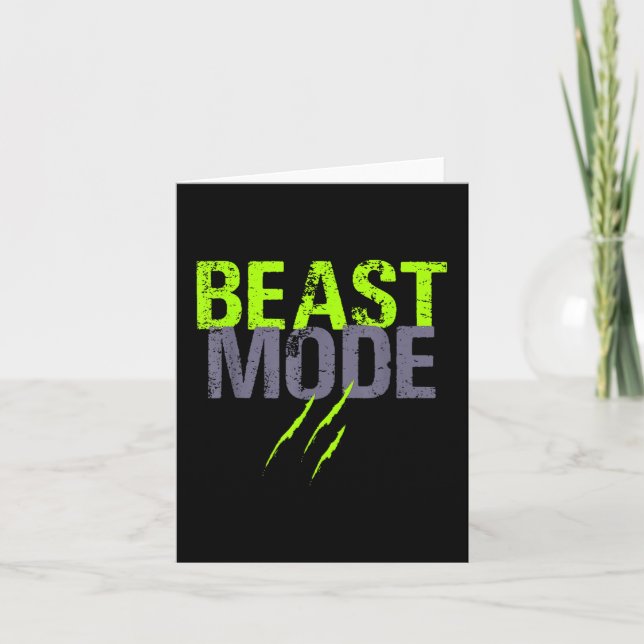 Carte Mode Bête Activée Drôle de Musculation Gymnase  (Devant)