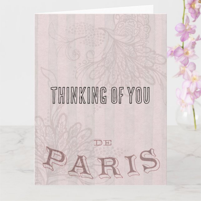 Carte Mode vintage Paris en rose pâle (Orchidée)