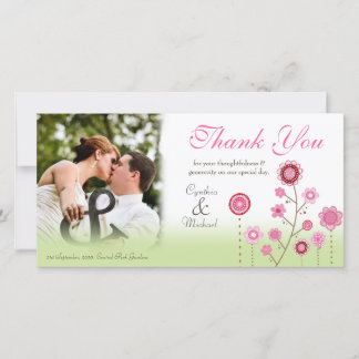 Carte Modèle photo Merci Mariage rose