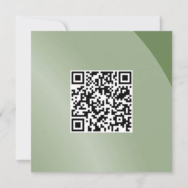 Carte Modérée Vert Monochrome Moderne Ombré Qr Code (Dos)