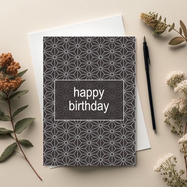 Carte Modern Asanoha Geometric Pattern Birthday Card (Modern Geometric Japanese Asanoha Pattern Birthday Card)