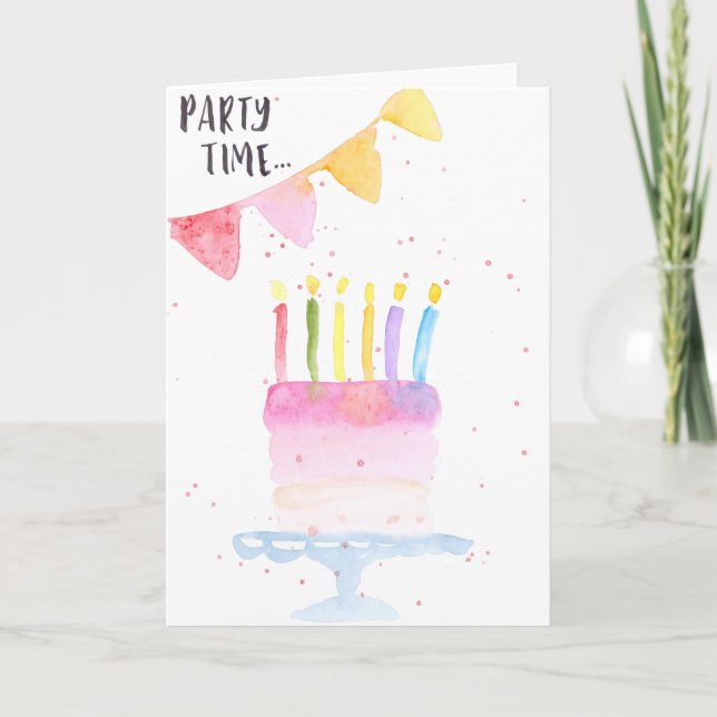 Carte Modern birthday cake watercolor birthday card (Devant)