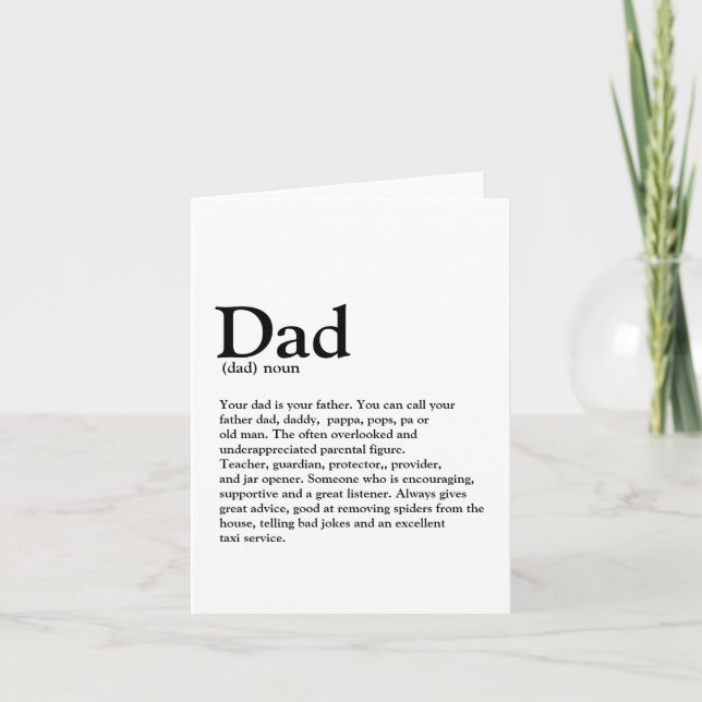 Carte Modern Birthday Dad definition trendy typography (Devant)