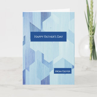 Carte Modern Blue Geometric Happy Father's Day Card