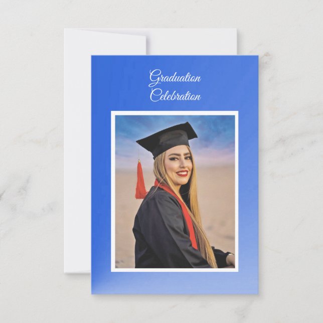 Carte Modern Blue Gradient Grad Party Invite Enclosure (Devant)