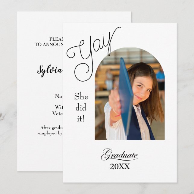 Carte Modern College Graduation Announcement with photo (Devant / Derrière)