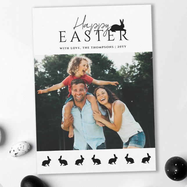 Carte Modern Family Photo With Bunnies Stylish Easter (Créateur téléchargé)
