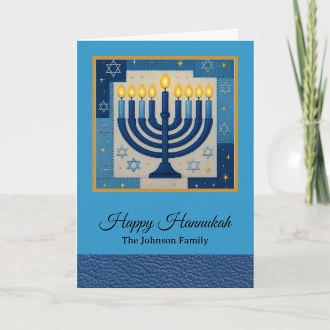 Carte Modern Happy Hanukkah Family Name (Devant)
