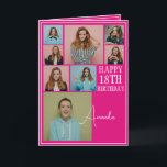 Carte Modern Pink 8 Photo Collage 18e anniversaire<br><div class="desc">Célébrez un anniversaire marquant avec un collage huit photos moderne et élégant. Ce design capture des souvenirs chéris et ajoute une touche personnelle à une célébration du 18ème anniversaire,  en faisant un souvenir à trésor.</div>