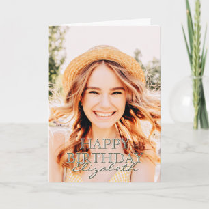 Carte Modern Simple Script Photo voeux d'anniversaire