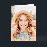 Carte Modern Simple Script Photo voeux d'anniversaire<br><div class="desc">Le design est moderne et simple. Ajoutez une photo personnalisée du célébrant d'anniversaire et ajoutez son nom,  ajoutez un message personnalisé</div>
